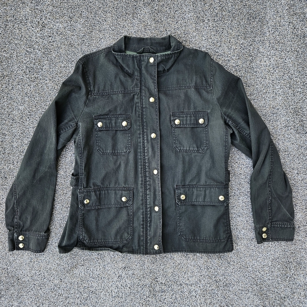 J Crew Downtown Field Utility Jacket Dark Army Green Zip Casual Womens Size XL